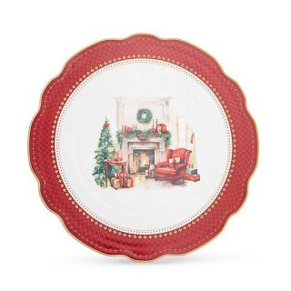 Подставка для торта CHRISTMAS EVE 28см цвет красный (фарфор)