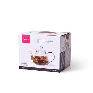 Заварочный чайник 1000 мл со стальным фильтром (жаропрочное стекло)