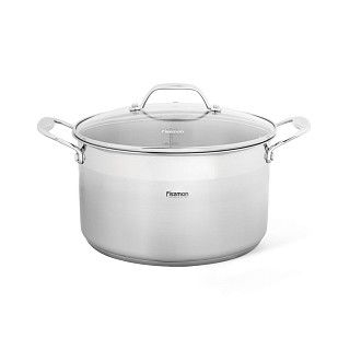 Кастрюля PLATINO 24x13,5 см / 5,7л со стеклянной крышкой (нерж.стал