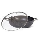 Вок PROMO 36x10см / 8,5л со стеклянной крышкой (алюминий)