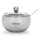 Сахарница со стеклянной крышкой 350 мл (нерж. сталь)