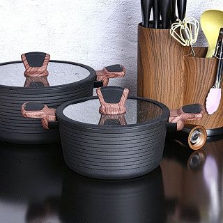 Кастрюля DIAMOND 20x10см / 2,6л со стеклянной крышкой (алюминий)