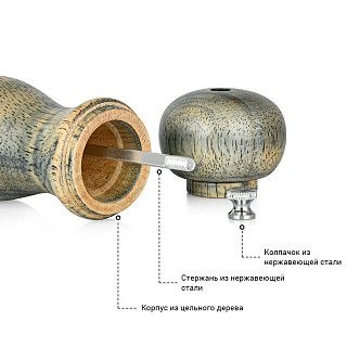 Мельница для соли и перца 11x5см (деревянный корпус)