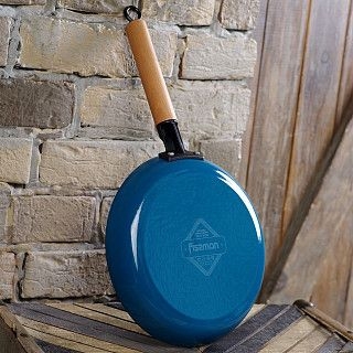 Сковорода-гриль 24x3,5см с деревянной ручкой (эмалированный чугун)