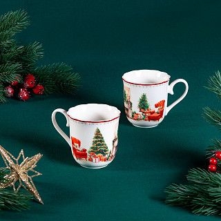 Набор из 2 кружек CHRISTMAS EVE 350 мл цвет красный (фарфор)