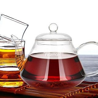 Заварочный чайник 800 мл со стальным фильтром (жаропрочное стекло)