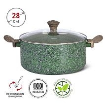 Кастрюля MALACHITE 28x13см / 7,6л со стеклянной крышкой (алюминий)