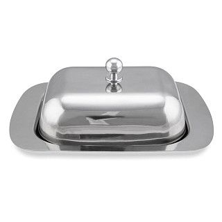 Маслёнка со стальной крышкой 18х12х7 см (нерж.сталь)