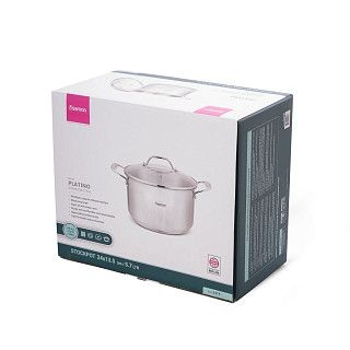 Кастрюля PLATINO 24x13,5 см / 5,7л со стеклянной крышкой (нерж.стал