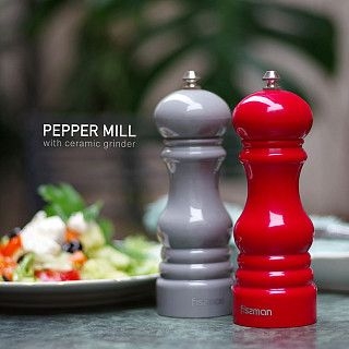 Мельница для соли и перца 17x6см (пластиковый корпус) Красный