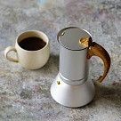 Гейзерная кофеварка с ручкой "под дерево" 300 мл на 6 порций (алюми