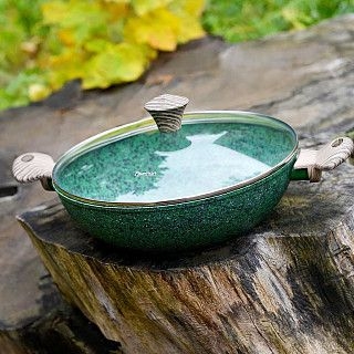 Вок MALACHITE 30x9 см с крышкой (алюминий)