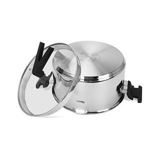 Кастрюля ELIZ 24x13 см / 5,6л со стеклянной крышкой (нерж.сталь)