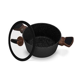 Кастрюля DIAMOND 20x10см / 2,6л со стеклянной крышкой (алюминий)