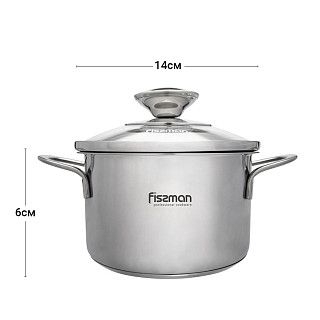 Кастрюля BAMBINO 14x6,0 см / 0,9 л со стекл. крышкой (нерж. сталь)